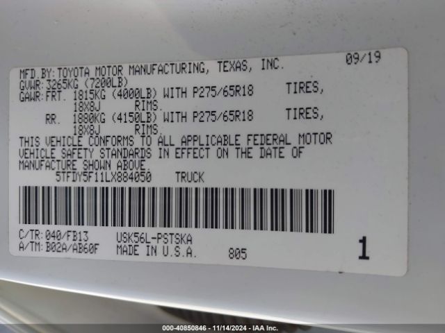 5TFDY5F11LX884050 Toyota Tundra Sr5
