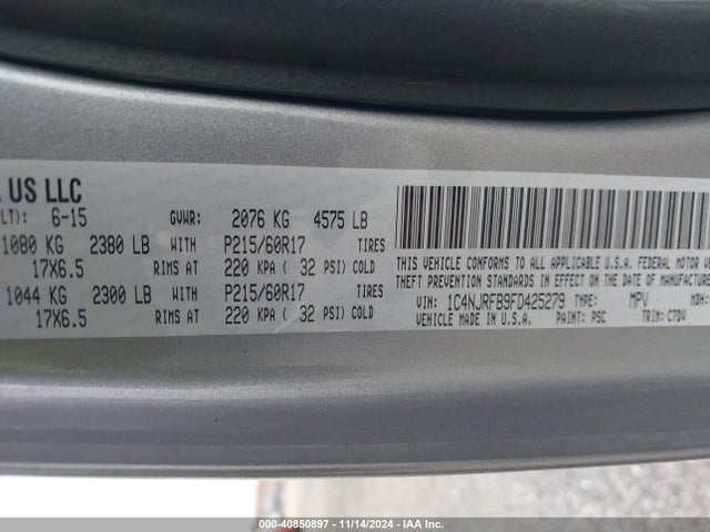 Jeep Patriot Latitude 2015 1C4NJRFB9FD425279 Image 9