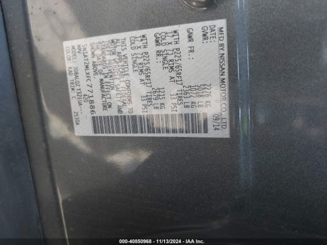 5N1AT2MLXFC771886 Nissan ROGUE SV