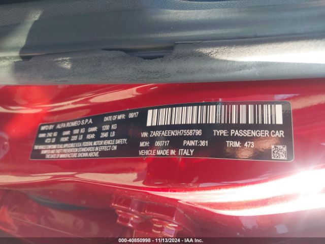 ZARFAEEN3H7558796 Alfa Romeo Giulia Ti Awd