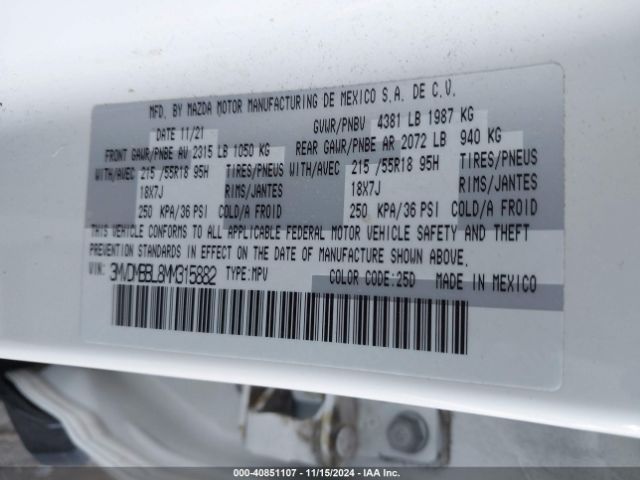 3MVDMBBL8MM315882 Mazda Cx-30 Select