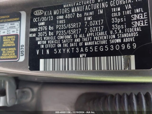 5XYKT3A65EG530969 KIA SORENTO LX