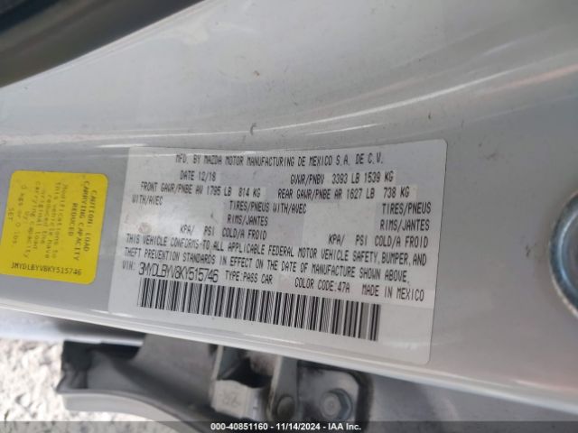 3MYDLBYV8KY515746 Toyota YARIS LE