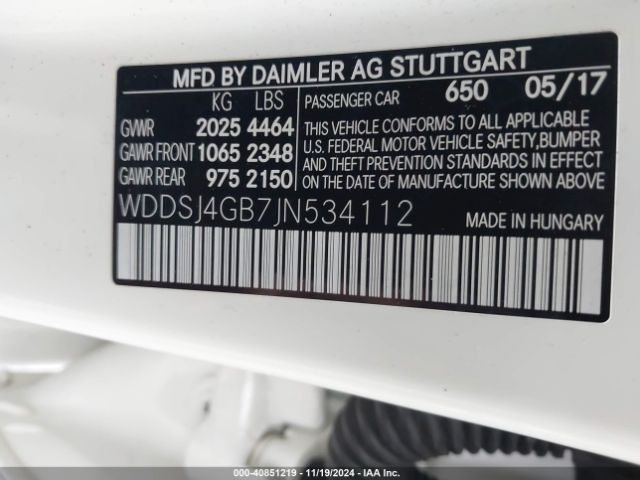 WDDSJ4GB7JN534112 Mercedes-Benz CLA 250 4MATIC