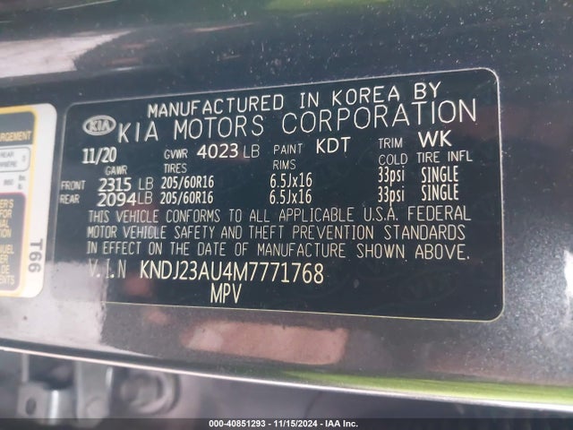 KIA SOUL S 2021 KNDJ23AU4M7771768 Image 9