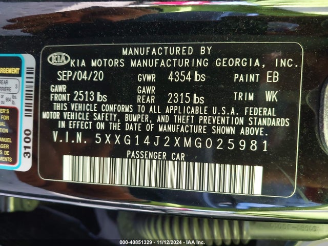 KIA K5 LXS 2021 5XXG14J2XMG025981 Image 9