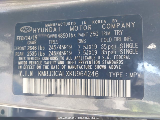 Hyundai Tucson Night 2019 KM8J3CALXKU964246 Image 9