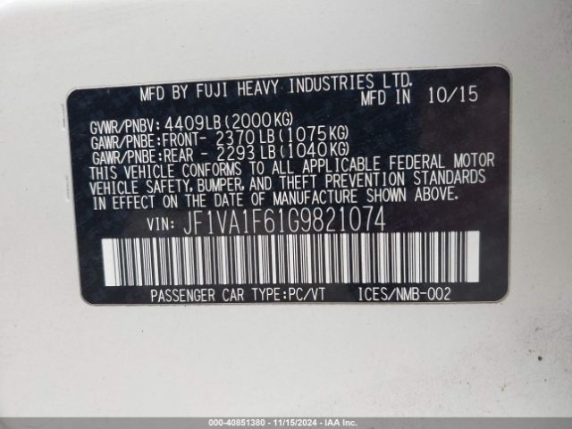 JF1VA1F61G9821074 Subaru Wrx Premium