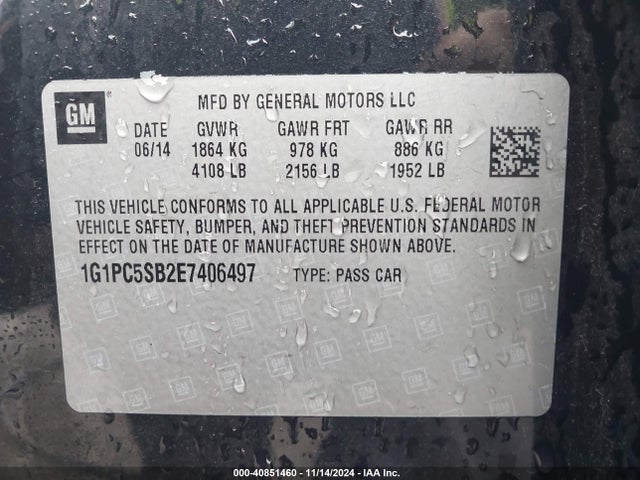 Chevrolet Cruze 1lt Auto 2014 1G1PC5SB2E7406497 Image 9