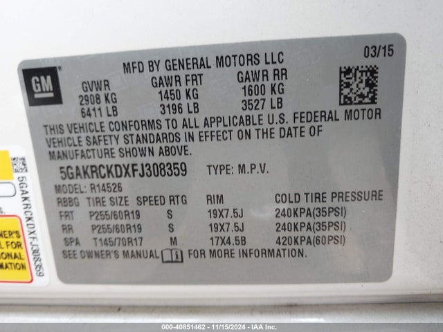 5GAKRCKDXFJ308359 Buick Enclave Premium