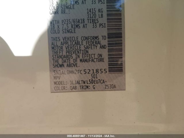 5N1AL0MN2FC521855 Infiniti QX60
