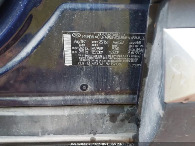 Hyundai Santa Fe Limited 2022 5NMS4DAL2NH391060 Image 9
