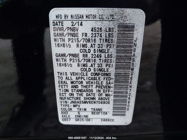 Nissan Rogue Select S 2014 JN8AS5MV6EW704908 Image 9