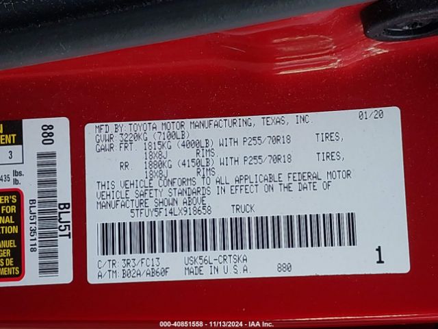5TFUY5F14LX918658 Toyota Tundra Sr5
