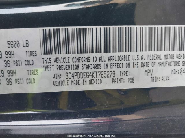 3C4PDDEG4KT765279 Dodge Journey Gt Awd