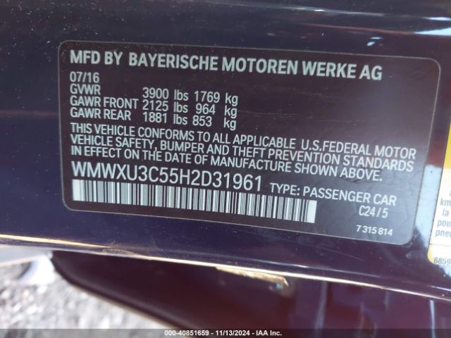 WMWXU3C55H2D31961 Mini Hardtop Cooper S