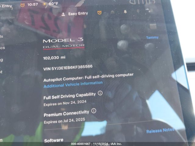 5YJ3E1EB6KF385566 Tesla Model 3 Long Range/performance
