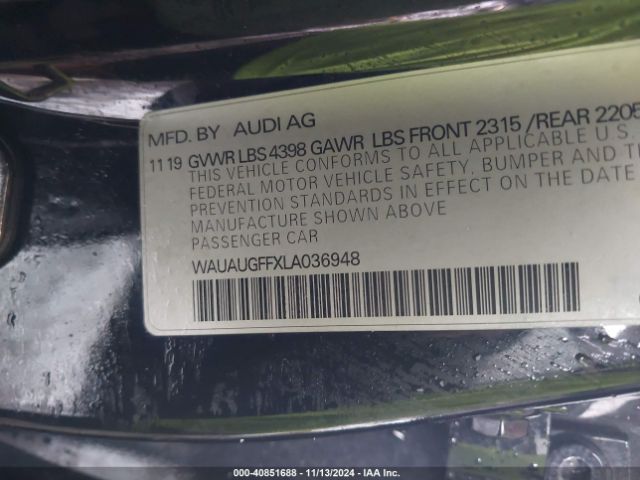 WAUAUGFFXLA036948 Audi A3 Premium 40 Tfsi Front-wheel Drive S Tronic