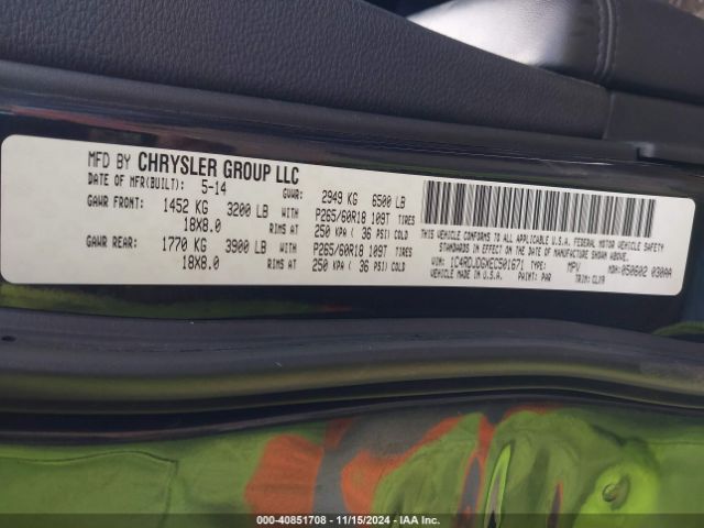 1C4RDJDGXEC501671 Dodge DURANGO LIMITED