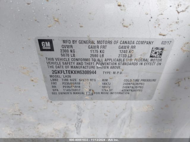 2GKFLTEKXH6308944 GMC Terrain Sle-2