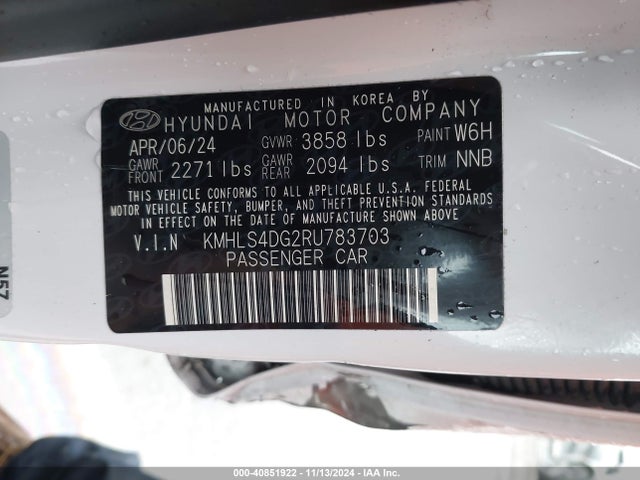 Hyundai ELANTRA SEL 2024 KMHLS4DG2RU783703 Image 9