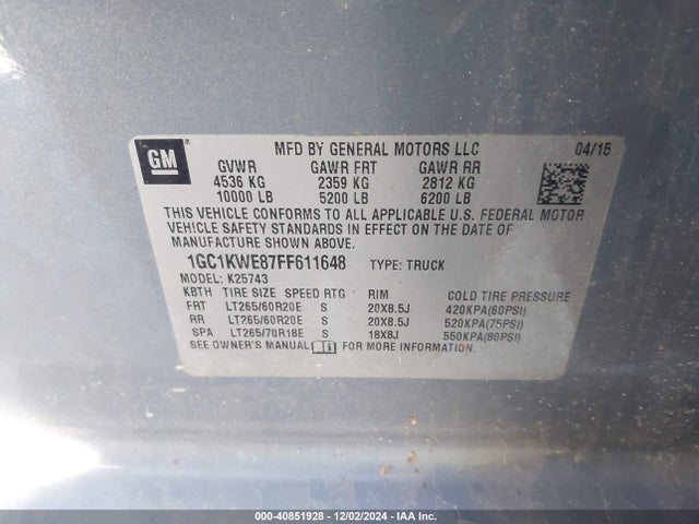 Chevrolet Silverado 2500hd Ltz 2015 1GC1KWE87FF611648 Image 9