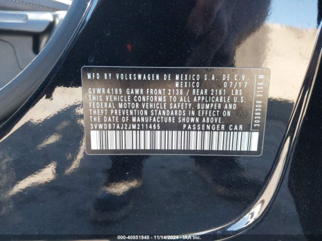 3VWDB7AJ2JM211465 Volkswagen Jetta 1.4t Se/1.4t Wolfsburg Edition