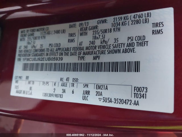 Ford Escape Titanium 2014 1FMCU0J92EUB05939 Image 9