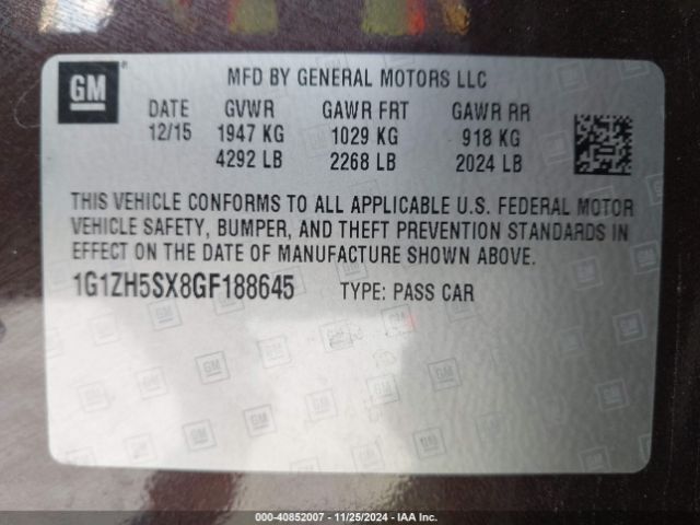 1G1ZH5SX8GF188645 Chevrolet Malibu Premier