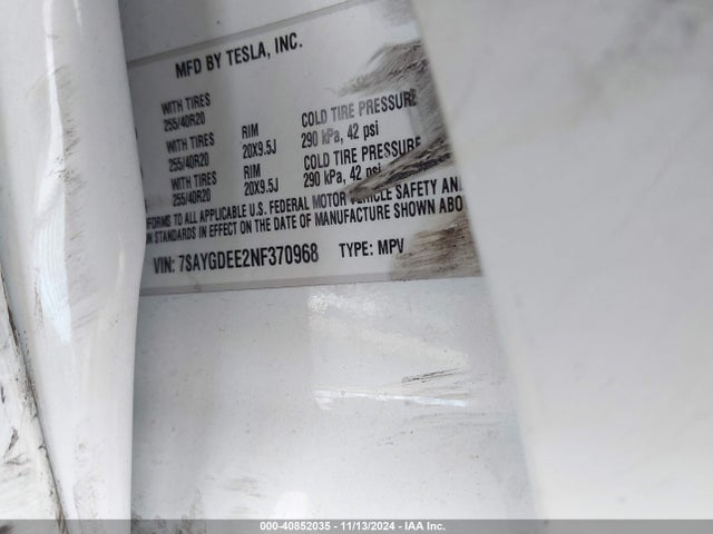 2022 TESLA MODEL Y 7SAYGDEE2NF370968 Photo 8