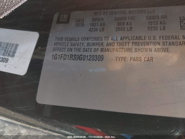 1G1FD1RS9G0120309 Chevrolet Camaro 2lt