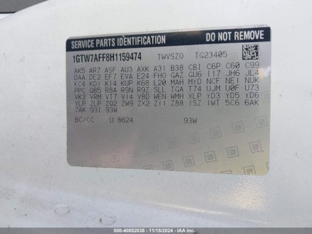 1GTW7AFF8H1159474 GMC Savana 2500 Work Van