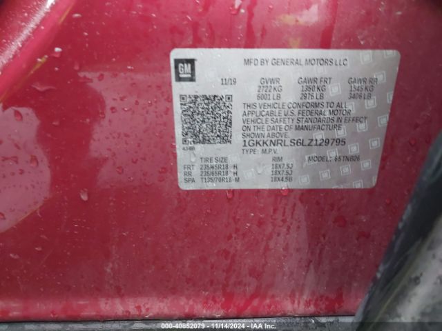 1GKKNRLS6LZ129795 GMC Acadia Fwd Sle