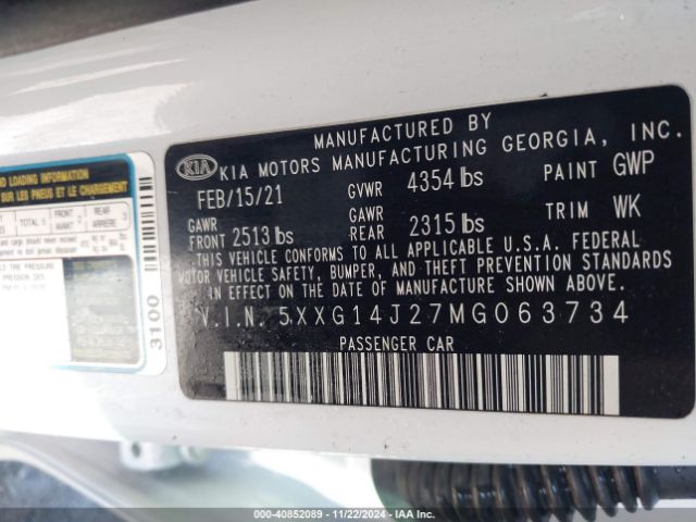 5XXG14J27MG063734 KIA K5 LXS