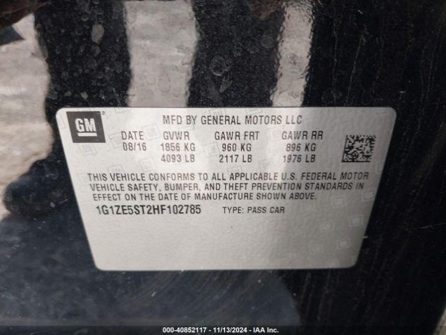 1G1ZE5ST2HF102785 Chevrolet MALIBU 1LT