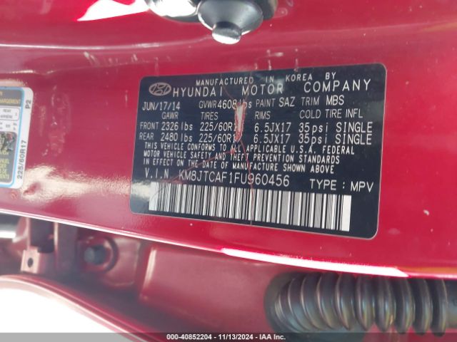 KM8JTCAF1FU960456 Hyundai TUCSON GLS
