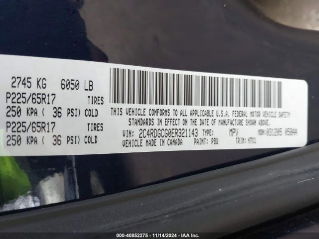 2C4RDGCG0ER321143 Dodge Grand Caravan Sxt