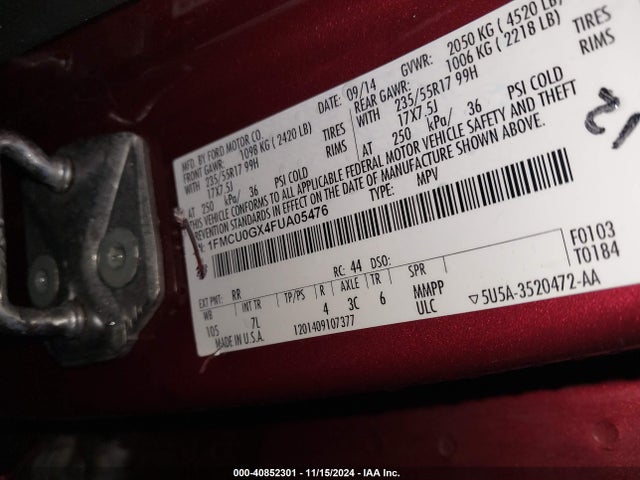 Ford ESCAPE SE 2015 1FMCU0GX4FUA05476 Image 9