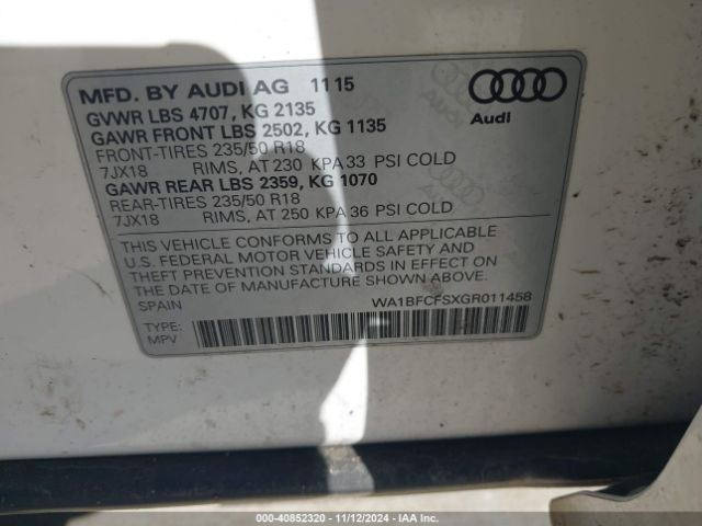 WA1BFCFSXGR011458 Audi Q3 2.0t Premium Plus