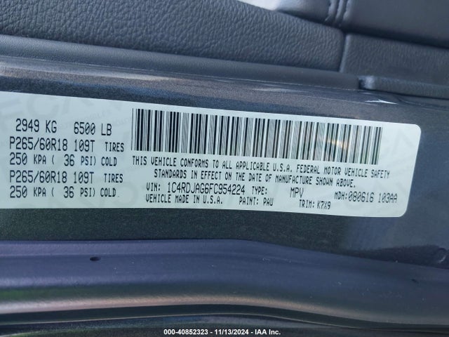 Dodge Durango Sxt 2015 1C4RDJAG6FC954224 Image 9