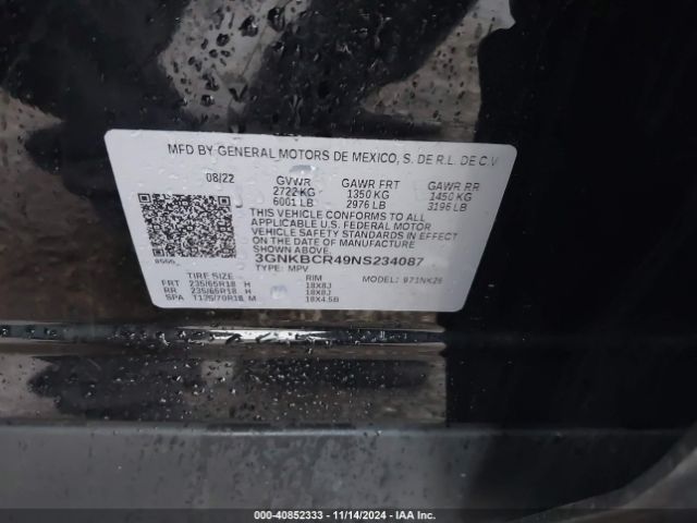 3GNKBCR49NS234087 Chevrolet Blazer Fwd 2lt