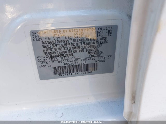 Nissan SENTRA S 2017 3N1AB7AP4HL635968 Image 9