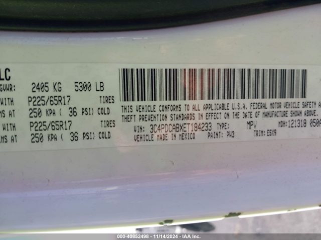 3C4PDCABXET184233 Dodge JOURNEY SE