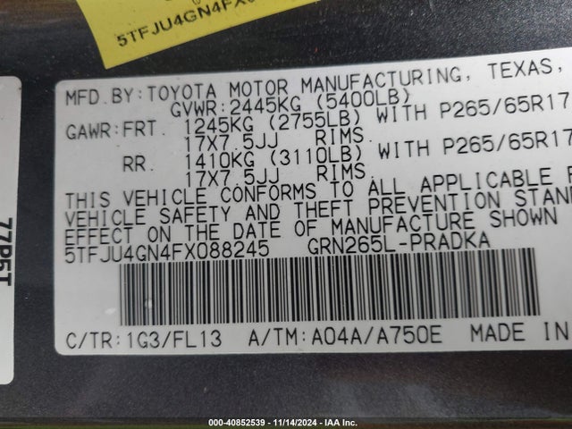 Toyota Tacoma Double Cab Prerunner 2015 5TFJU4GN4FX088245 Image 9