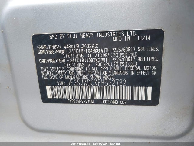 JF2SJADCXFH552732 Subaru Forester 2.5i Premium