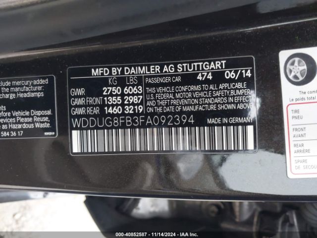 WDDUG8FB3FA092394 Mercedes-Benz S 550 4matic