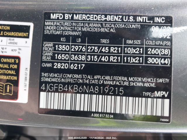 4JGFB4KB6NA819215 Mercedes-Benz Gle 350 4matic
