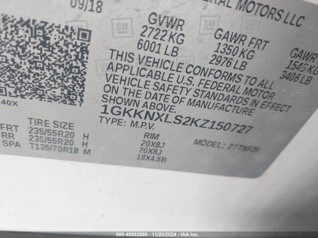 1GKKNXLS2KZ150727 GMC Acadia Denali
