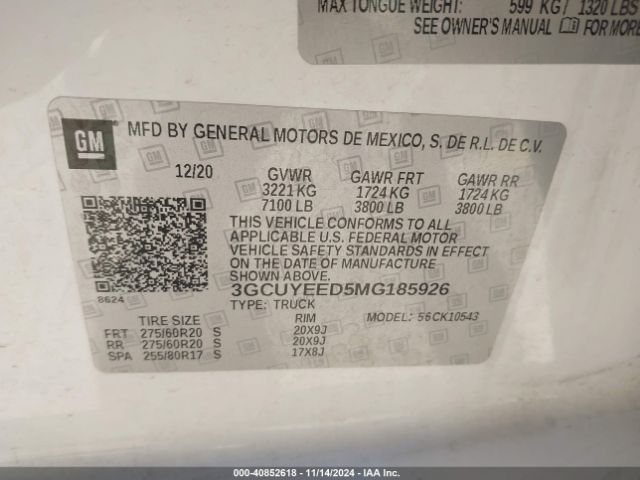3GCUYEED5MG185926 Chevrolet Silverado 1500 4wd  Short Bed Rst