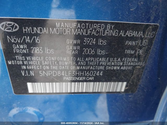 2017 HYUNDAI ELANTRA 5NPD84LF3HH160244 Photo 8